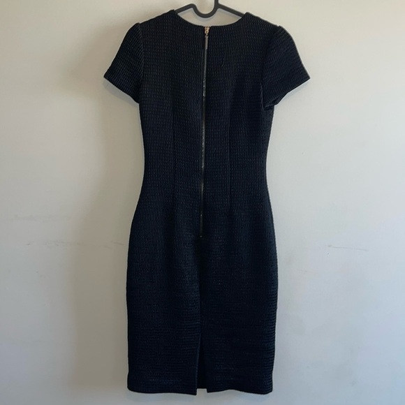 Vintage Badgely Mischka Textured Waffle Knit Little Black Cocktail Dress - Picture 5 of 16